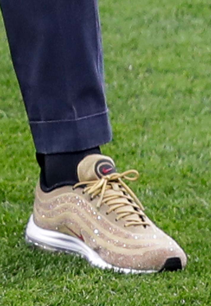 CR7 Wears Signature Swarovski Air Max 97 Metallic Gold SoccerBible